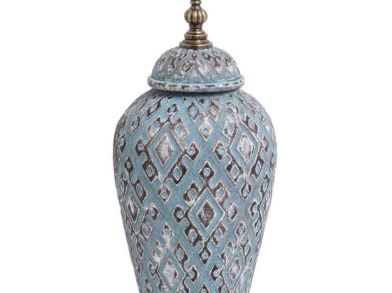 Βάζο 818690 373-121-645 17x17x38cm Blue Κεραμικό