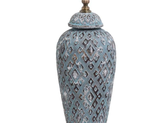 Βάζο 818689 373-121-646 17x17x45cm Blue Κεραμικό