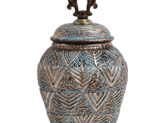 Βάζο 818685 373-121-635 18x12x28cm Turquoise-Gold Κεραμικό