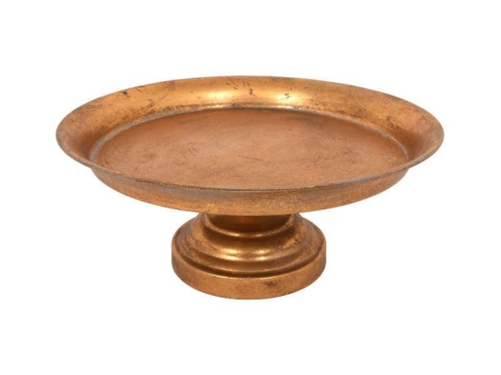 Δίσκος Διακοσμητικός Με Βάση 373-92-018 35x15,5x14cm Gold Μέταλλο