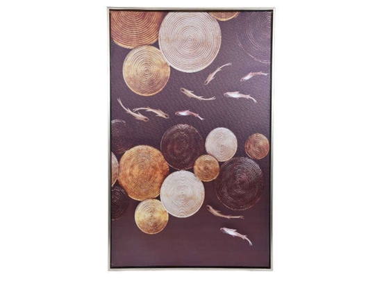 Κάδρο Fish 373-00-471 50x3x80cm Gold-Brown Κάθετοι Καμβάς