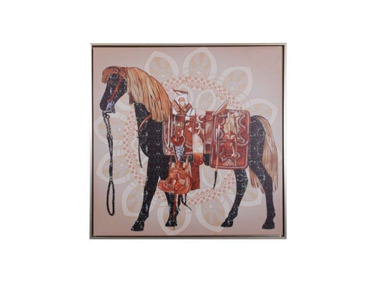 Κάδρο Horse No1 373-220-010 60x3x60cm Red-Black Τετράγωνοι Καμβάς