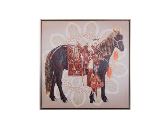Κάδρο Horse No2 373-220-011 60x3x60cm Red-Black Τετράγωνοι Καμβάς