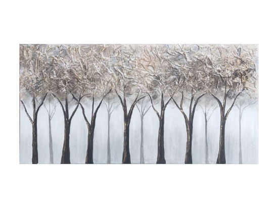 Πίνακας Trees Β 177 108-220-946 120x3x60cm Silver-Brown Οριζόντιοι Καμβάς