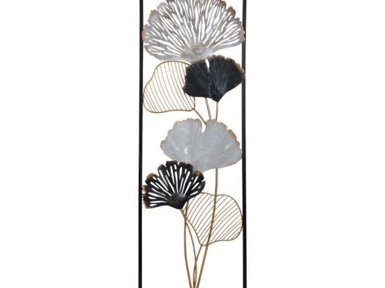 Διακοσμητικό Επιτοίχιο Flower 161-220-039 31x3,5x90cm Gold-Black-Grey Μέταλλο