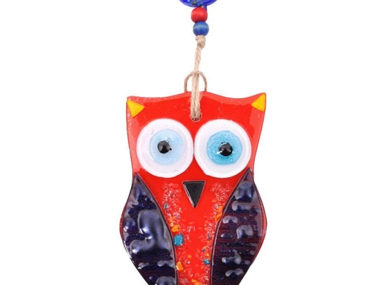 Γούρι Κουκουβάγια 862-18-034 16cm Blue Γυαλί