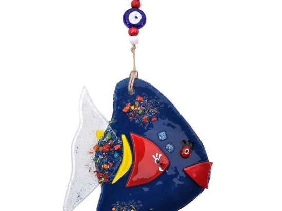 Γούρι Ψάρι 862-18-024 22cm Blue Γυαλί