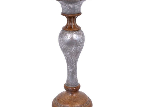 Κηροπήγιο 1-266-82-338 10x10x28cm Natural-Silver Etiquette Πολυρεσίνη