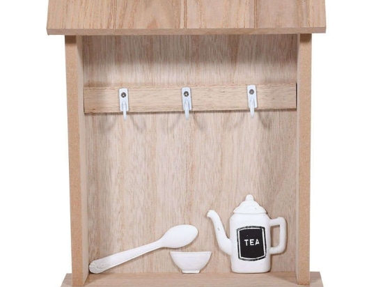Κλειδοθήκη Tea Set 1-373-91-045 25x21x5cm Natural-White Etiquette Ξύλο