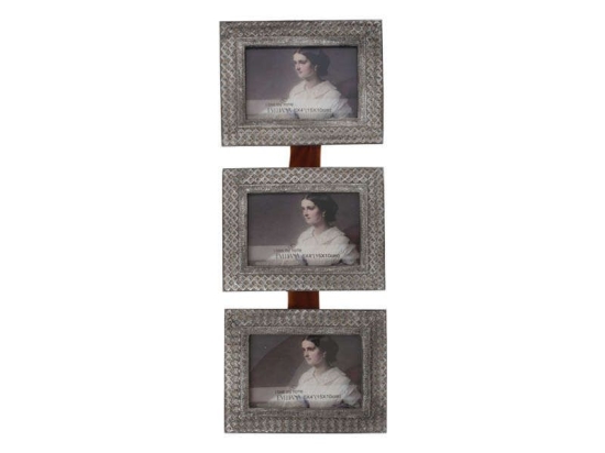Κορνίζα Τριπλή 181084 1-266-82-349 20x2x50cm Silver Etiquette Πολυρεσίνη