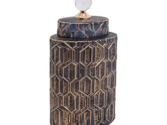 Βάζο Κεραμικό 373-221-694 17x11x33cm Black-Gold Κεραμικό