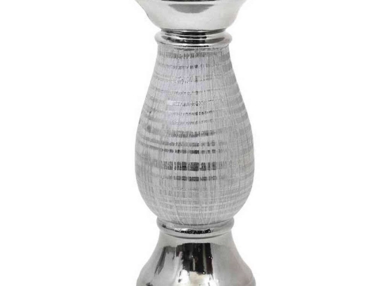 Κηροπήγιο Κεραμικό 08-221-214 10x10x26cm White-Silver Κεραμικό