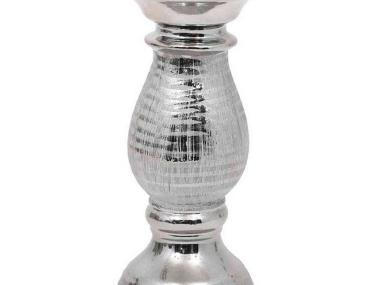 Κηροπήγιο Κεραμικό 08-221-215 10x10x22cm White-Silver Κεραμικό