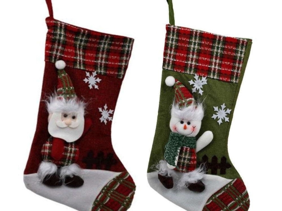 Χριστουγεννιάτικη Διακοσμητική Κάλτσα Santa&Snowman 372-99-184 27x23x50cm Multi