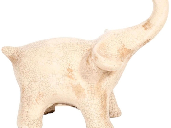 Διακοσμητικό Ελεφαντάκι 0035-91-034 20x12x17,5cm Beige Κεραμικό