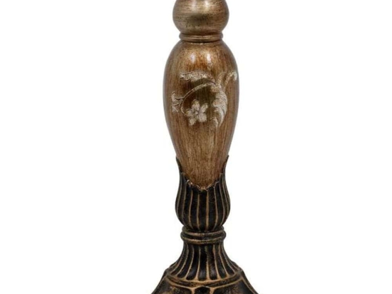 Κηροπήγιο 373-122-825 11x11x38cm Bronze Πολυρεσίνη