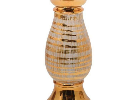 Κηροπήγιο 08-221-205 10x10x26cm Gold-White Κεραμικό