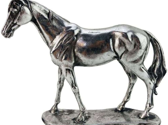 Διακοσμητικό Άλογο 269-122-159 20,5x5,5x18,8cm Silver Πολυρεσίνη