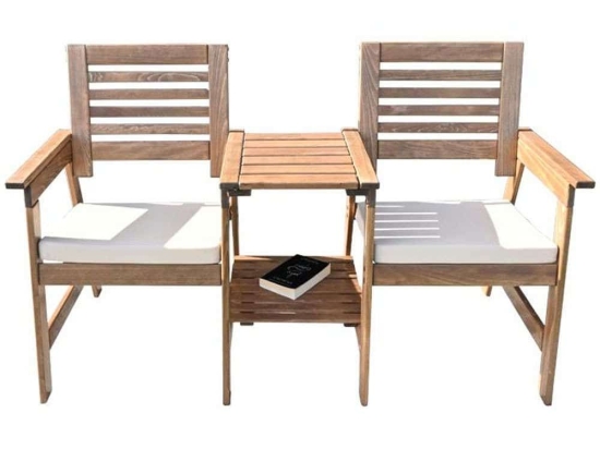 Σαλόνι Κήπου 898-123-005 146x63x88cm Walnut-Beige 2 Θέσεων