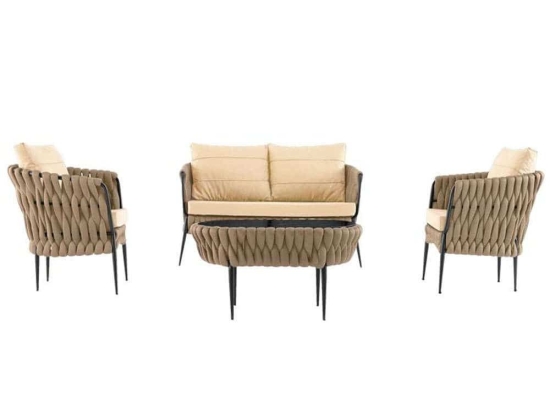 Σαλόνι Κήπου Larra (Σετ 4Τμχ) 818-123-116 Cappuccino-Beige 4 Θέσεων