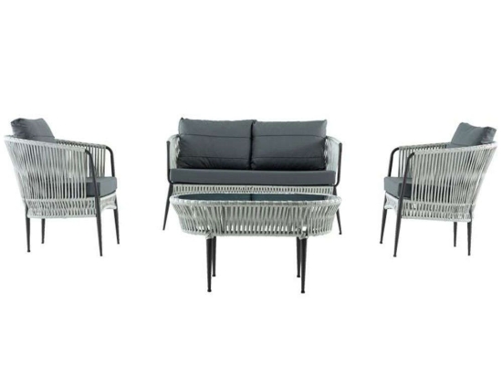 Σαλόνι Κήπου Lines (Σετ 4Τμχ) 818-123-117 Anthracite-Grey 4 Θέσεων