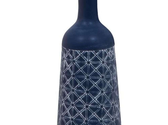 Βάζο Μεταλλικό 128-123-072 20x20x49cm Blue Μέταλλο