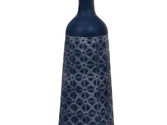 Βάζο Μεταλλικό 128-123-071 20x20x60cm Blue Μέταλλο