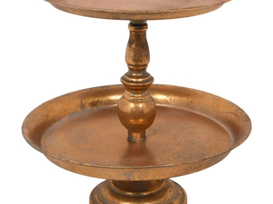 Διακοσμητική Εταζέρα 373-92-017 35x32x31cm Gold Μέταλλο