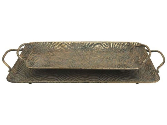 Διακοσμητικοί Δίσκοι (Σετ 2Τμχ) 160-123-066 58,5x29x6,5/46,5x19,5x5,5cm Bronze Μέταλλο