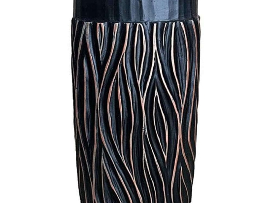 Βάζο 0038-223-042 16x11x30cm Black-Bronze Πολυρεσίνη