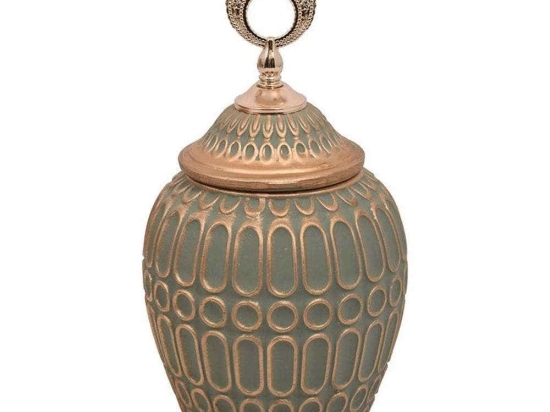 Βάζο 373-223-910 15x28cm Green-Gold Κεραμικό
