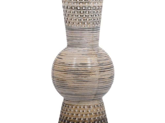 Βάζο Dot 028-223-130 13,5x13,5x33cm Beige-Brown Κεραμικό