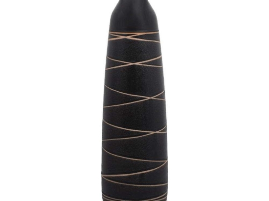 Βάζο Stripe 028-223-119 13x13x45cm Black-Gold Κεραμικό