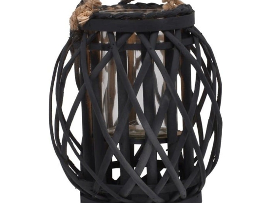 Φανάρι Amare 722-123-025 19x34cm Black Γυαλί,Bamboo