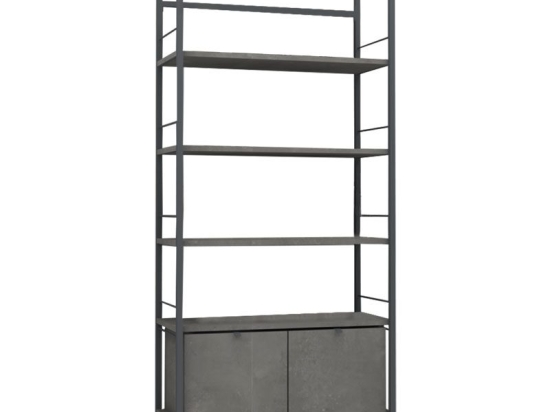 Βιβλιοθήκη Gates pakoworld ανθρακί antique-γκρι 80x35x180εκ