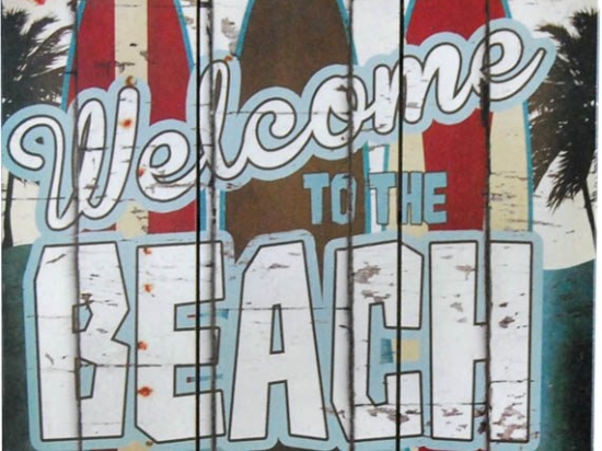 Vekrakis Πίνακας Ξύλινος “WELCOME TO THE BEACH” 40Χ40X2 Πολύχρωμο