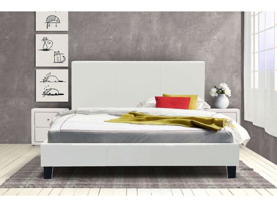 Κρεβάτι Nevil Pu Χρώμα White Ματ Με Ανατομικές Τάβλες 212X156X87Cm 006-000001 Διπλό Ξύλο,Τεχνόδερμα