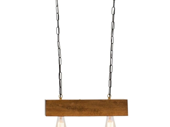 Φωτιστικό Οροφής PWL-0106 40x8x60cm Walnut-Black 099-000005 Μέταλλο,Ξύλο