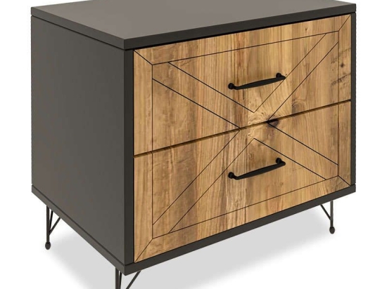 Κομοδίνο PWF-0279 071-000789 50x40x55cm Anthracite - Natural Μελαμίνη
