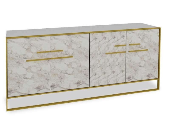 Μπουφές PWF-0298 071-000866 180x47,5x75cm White-Gold Μελαμίνη,Μέταλλο