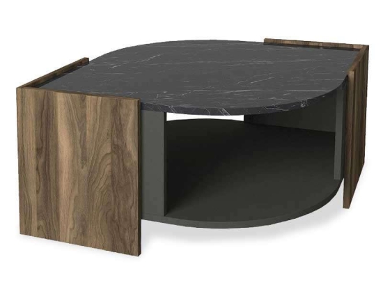 Τραπεζάκι Σαλονιού PWF-0315 071-000889 75x75x40cm Walnut-Anthracite Μελαμίνη