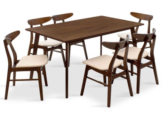 Τραπεζαρία Benson - Orlean Σετ 7τμχ 200-000188 150x90x75cm Walnut 6 Θέσεων