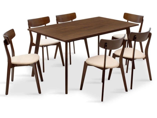 Τραπεζαρία Benson - Toto Σετ 7τμχ 200-000190 150x90x75cm Walnut 6 Θέσεων