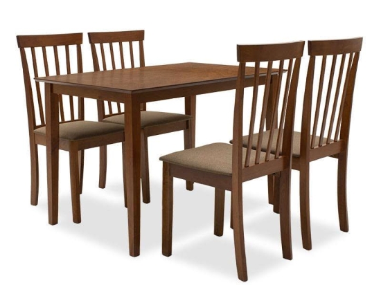Τραπεζαρία Nilda Σετ 5τμχ 091-000003 112x72x74cm Walnut 4 Θέσεων