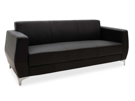 Καναπές Τριθέσιος Dermis 132-000003 188x75x75cm Black Μέταλλο,Τεχνόδερμα