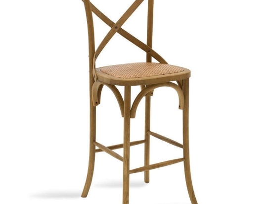 Σκαμπό Μπαρ Reid 102-000006 45x52x116cm Walnut Rattan,Ξύλο