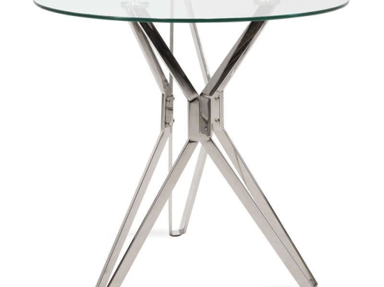Τραπέζι Aryan 101-000021 Φ80x75cm Black-Clear Μέταλλο,Γυαλί
