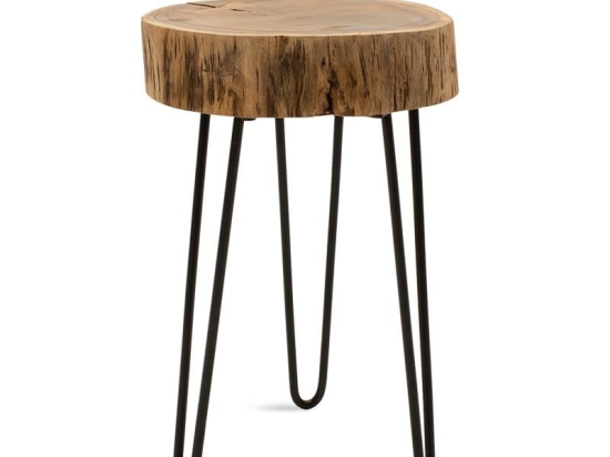 Τραπεζάκι Σαλονιού Βοηθητικό Tripp 113-000010 32x30x47cm Walnut - Black Μέταλλο,Ξύλο