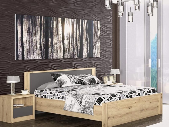 Κρεβάτι Lavinia 173-000001 185x204,5x85 Για Στρώμα 160x200 Sonoma-Anthracite Διπλό Μοριοσανίδα, Μελαμίνη