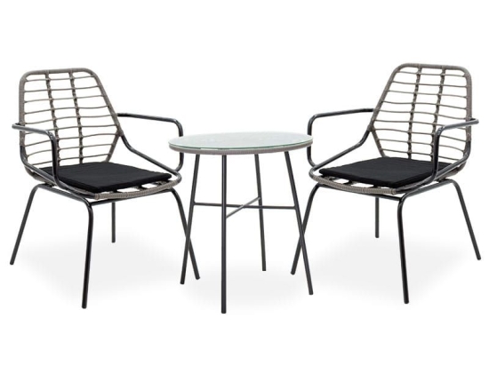 Τραπεζαρία Κήπου Gaus-Naoki 200-000374 (Σετ 3τμχ) Black - Grey 2 Θέσεων
